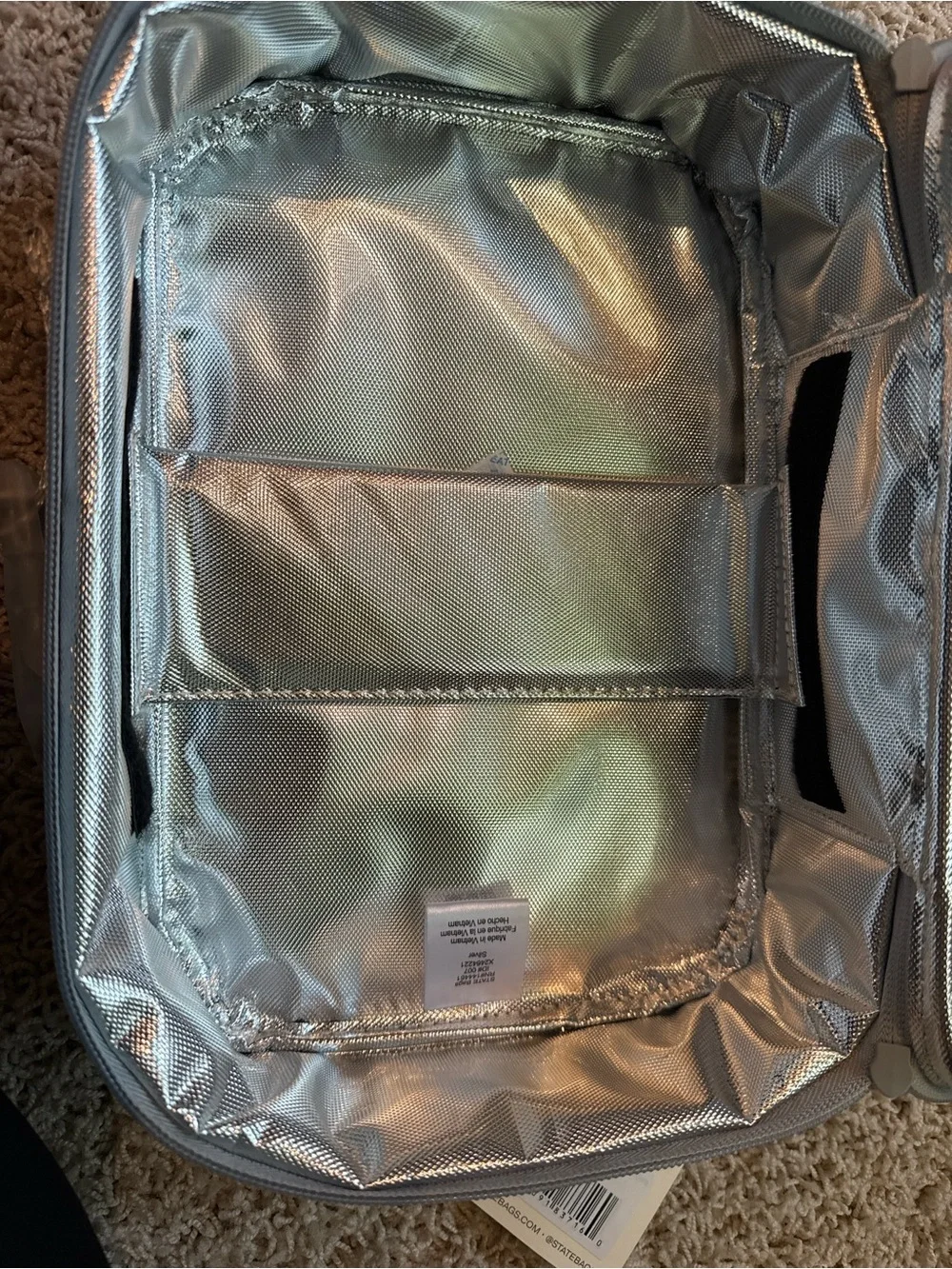 STATE Silver Metallic Rodgers Lunch Box NWT
